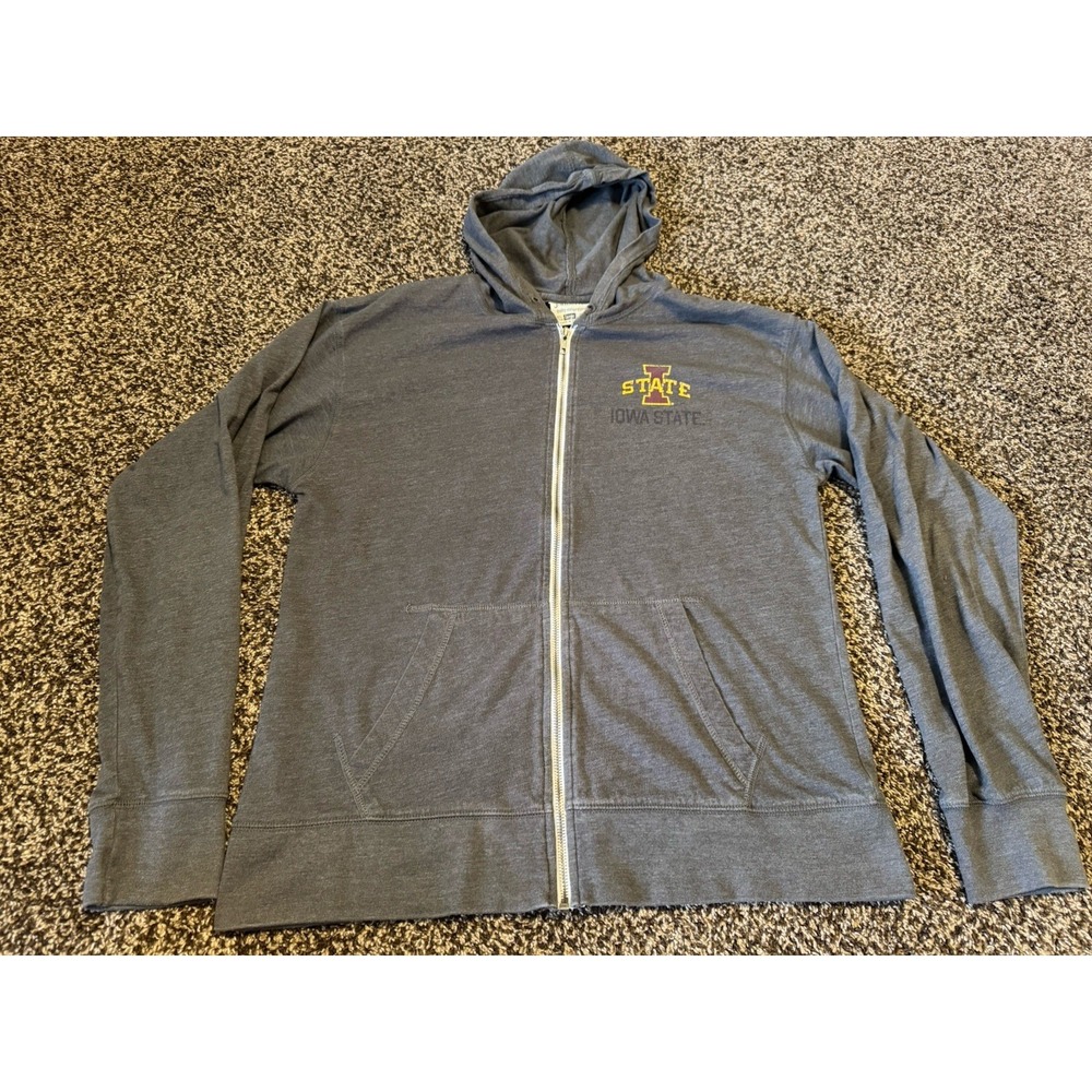 Iowa State Cyclones J America Full Zip Hoodie Jacket Gray Mens Large Sweatshirt